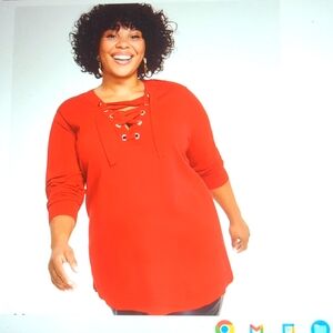 NWT Lace-Up Tunic Top by I N.C., size 2X